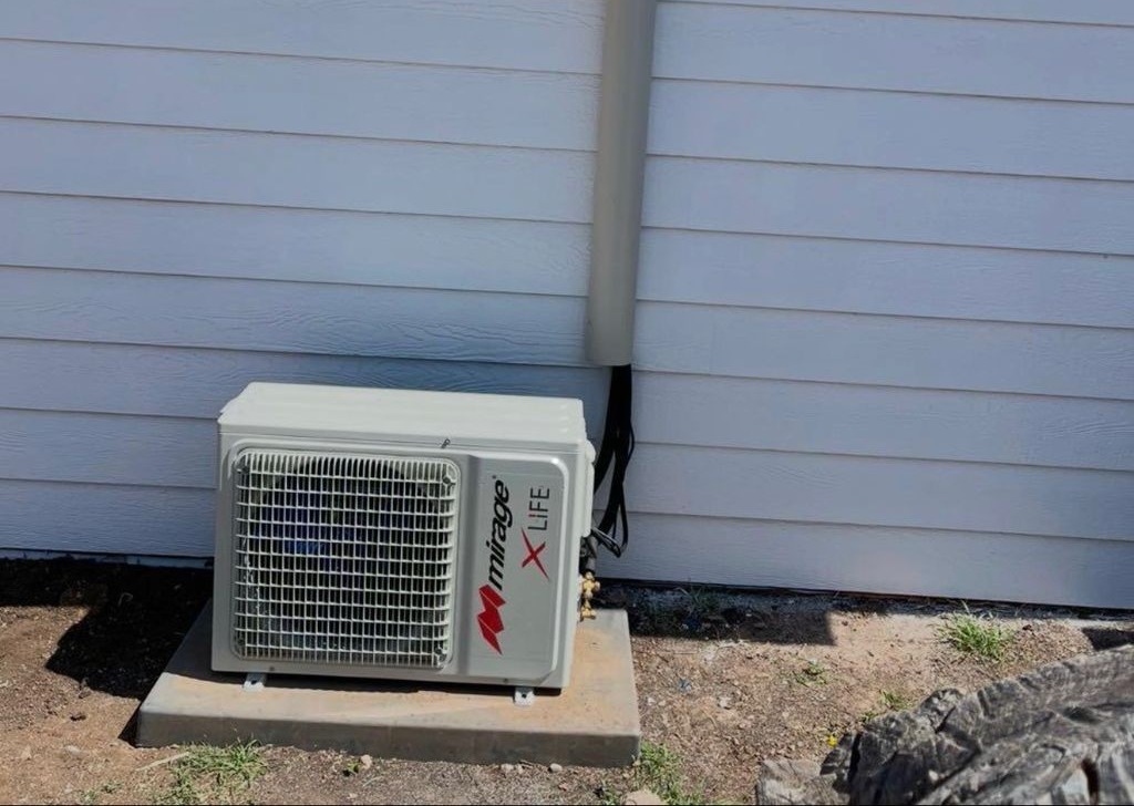 Mirage ductless mini-split outdoor unit installed by Tito's Heating & Air