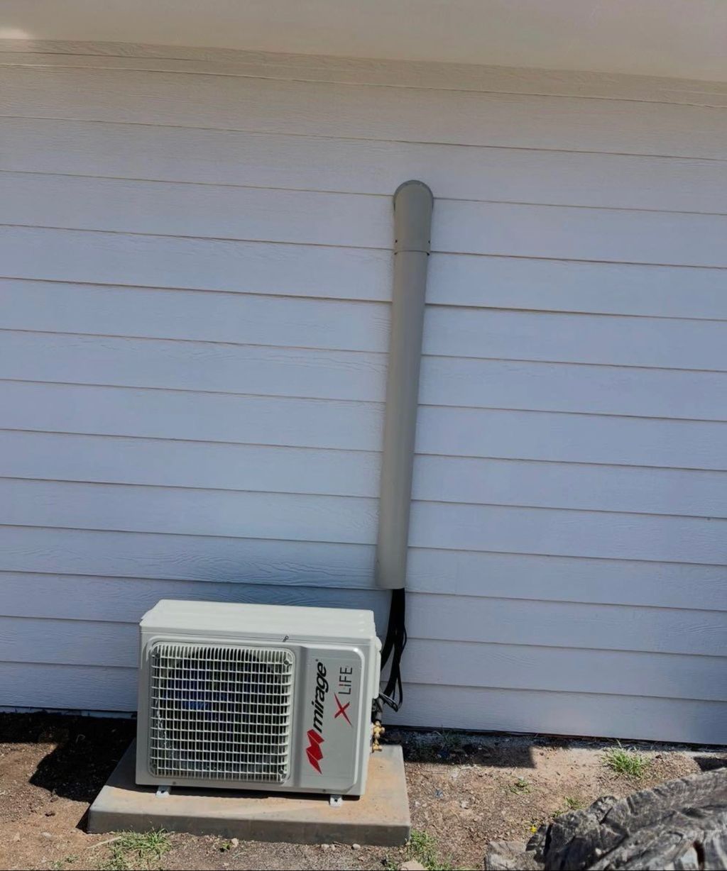 Mirage ductless mini-split outdoor unit installed by Tito's Heating & Air
